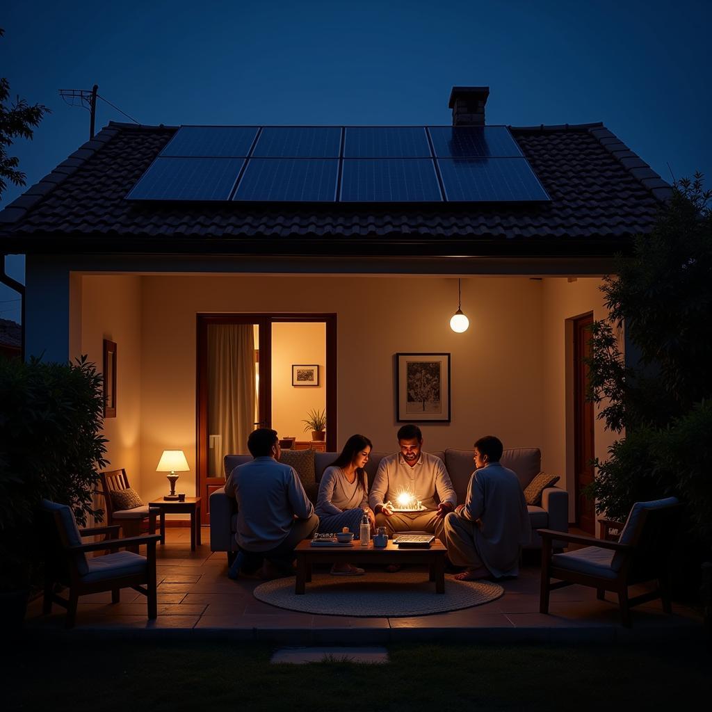 Pakistani Family Using Solar Energy