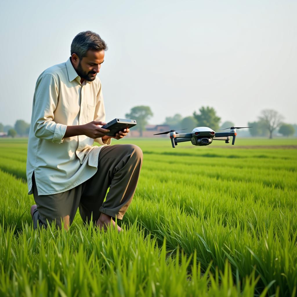 Pakistani Farmer Using Drone for Agriculture