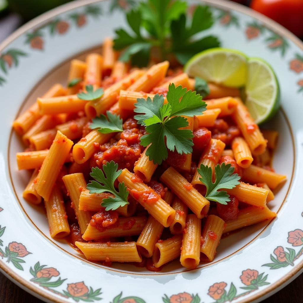 Pakistani Gigli Dish with Spicy Tomato Sauce