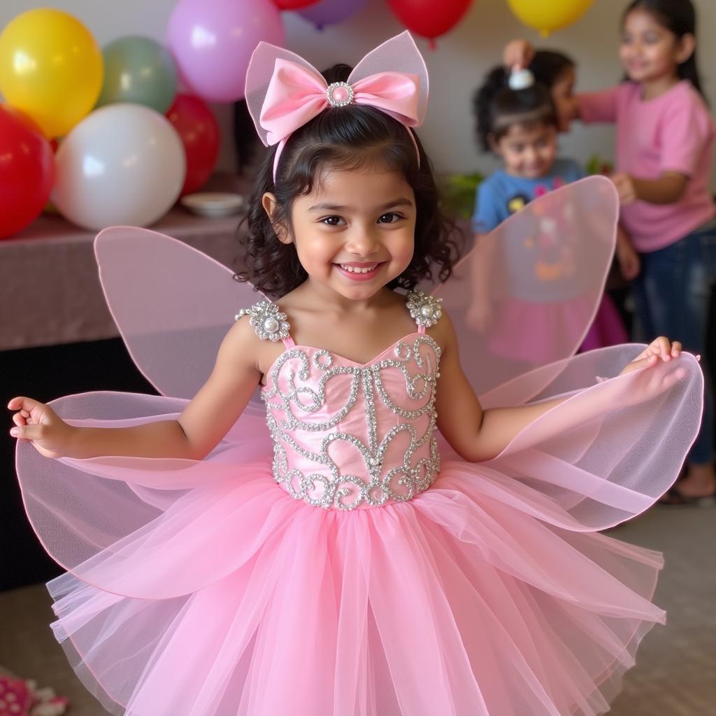 Pakistani Girl Wearing a Fairy Frock at a Birthday Party