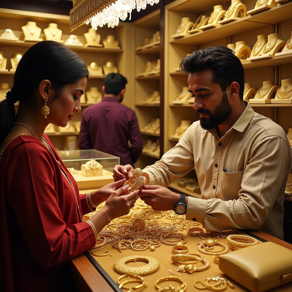 Shopping for Gold Bangles in a Pakistani Jewelry Store