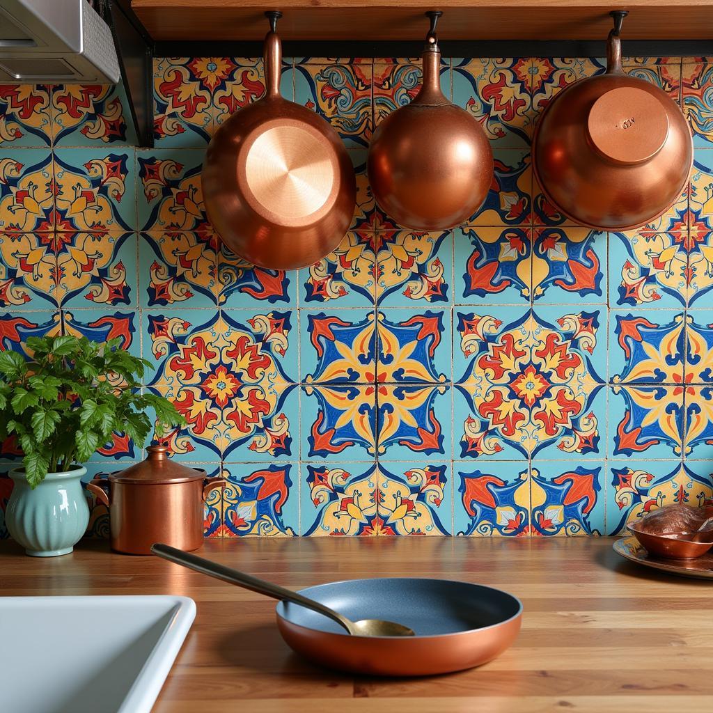 Pakistani Kitchen with Vibrant Tiles