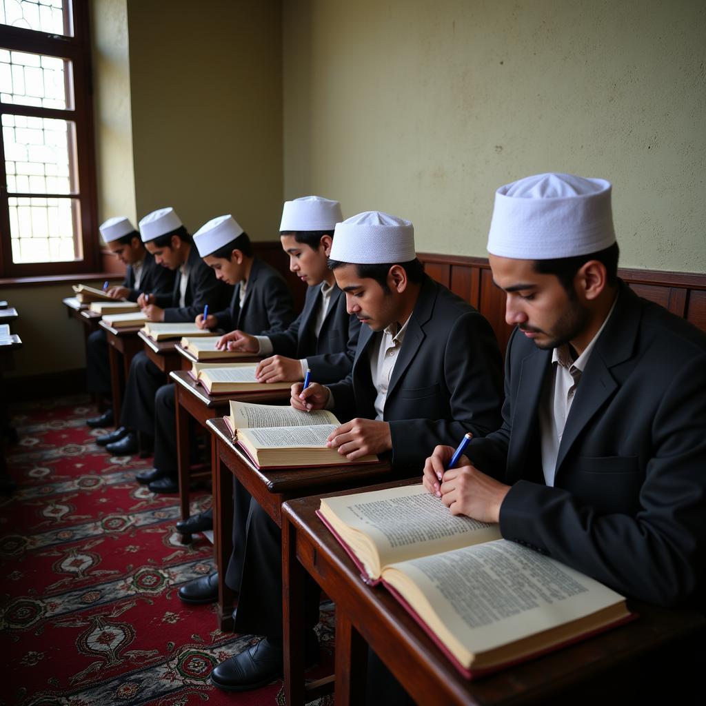 Pakistani Madrasa Students Engaged in Religious Studies