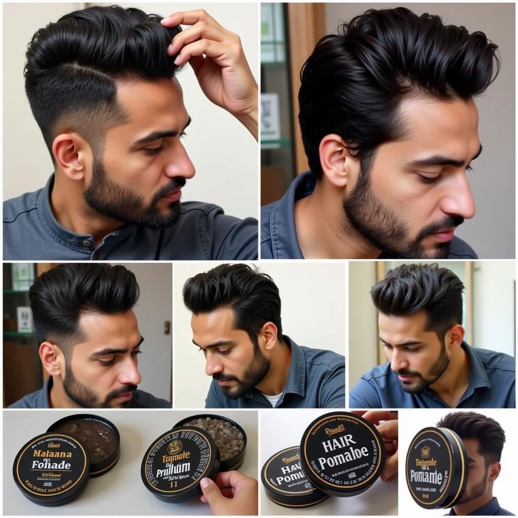 Men in Pakistan Styling Hair with Pomade