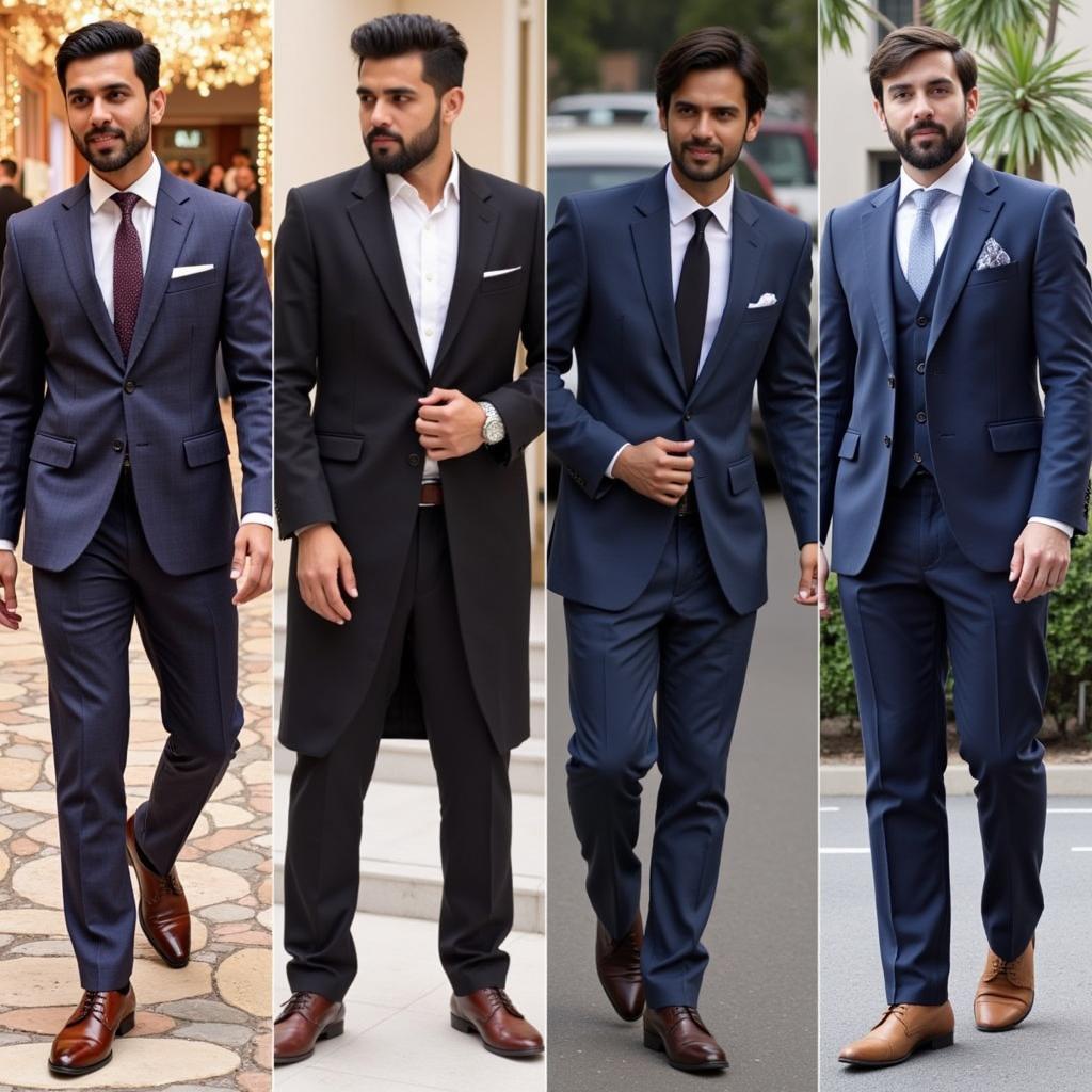 Pakistani men showcasing various blazer styles