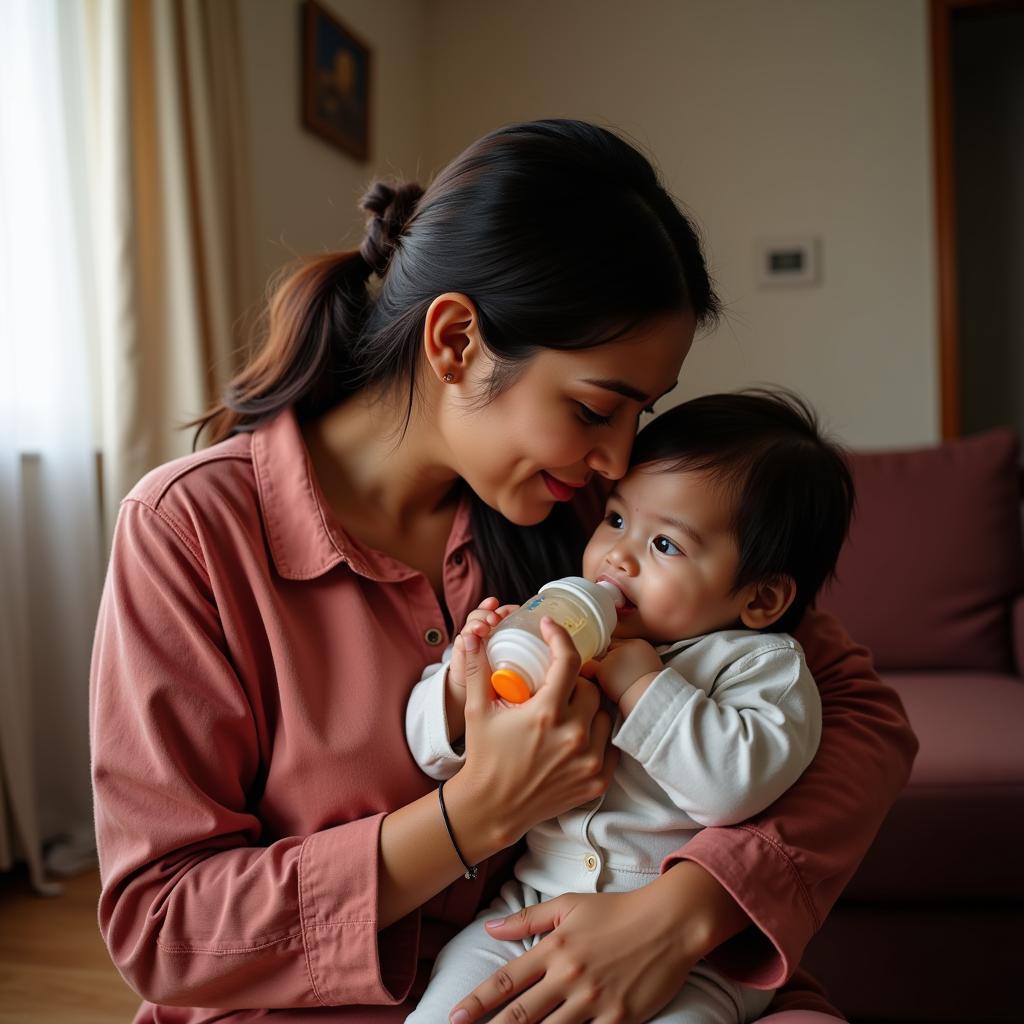 Pakistani Mother Feeding Baby