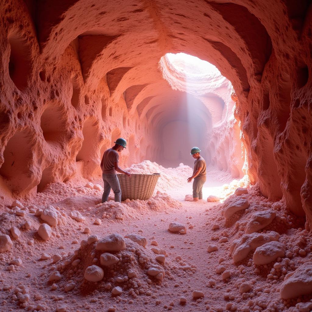 Pink Salt Mining in Khewra Salt Mine, Pakistan