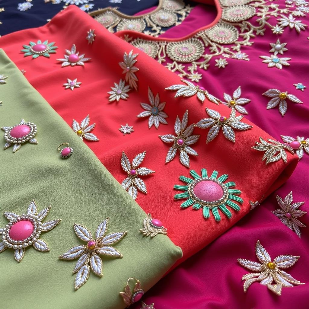 Pakistani Saree Blouse Fabrics and Embellishments