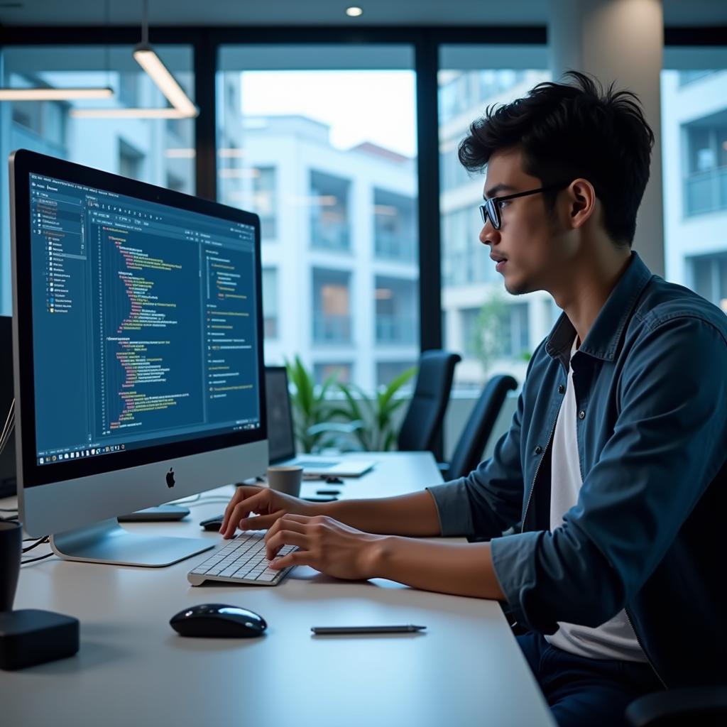 A Pakistani software engineer working on a project.