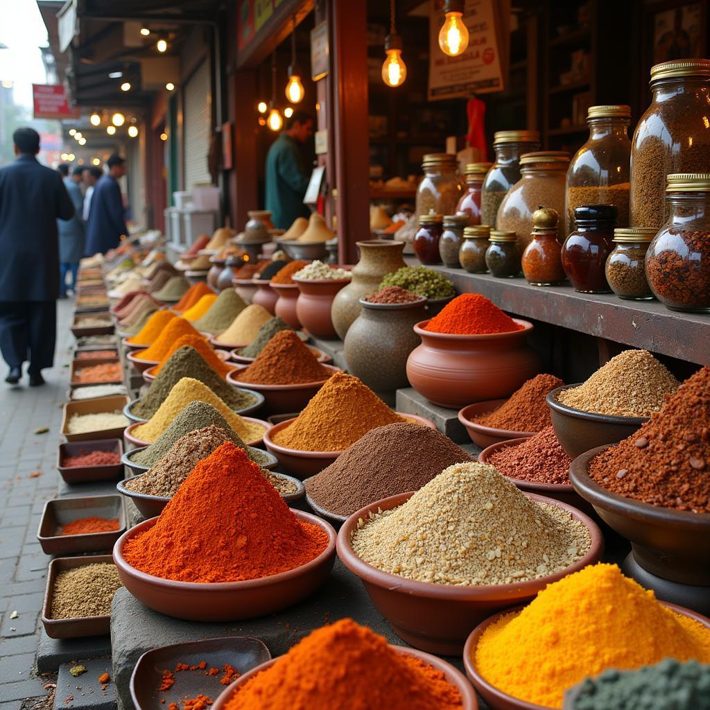 Spice Jars in a Pakistani Market