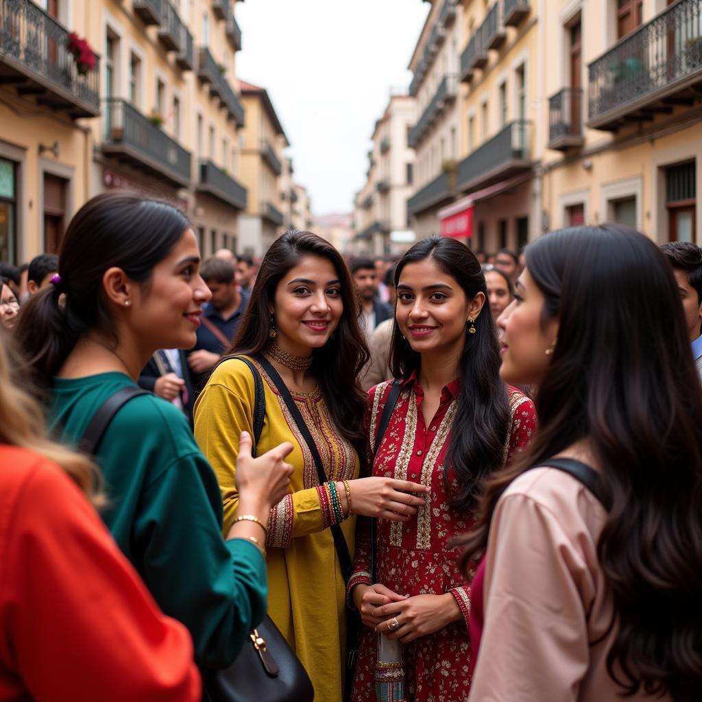 Pakistani students enjoying Spanish culture