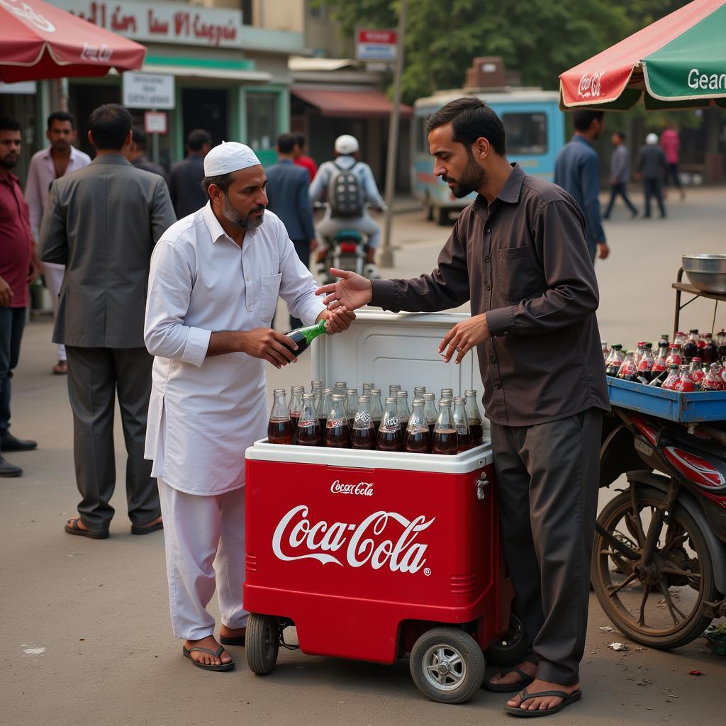 Pakistani Street Vendor Selling Coca-Cola