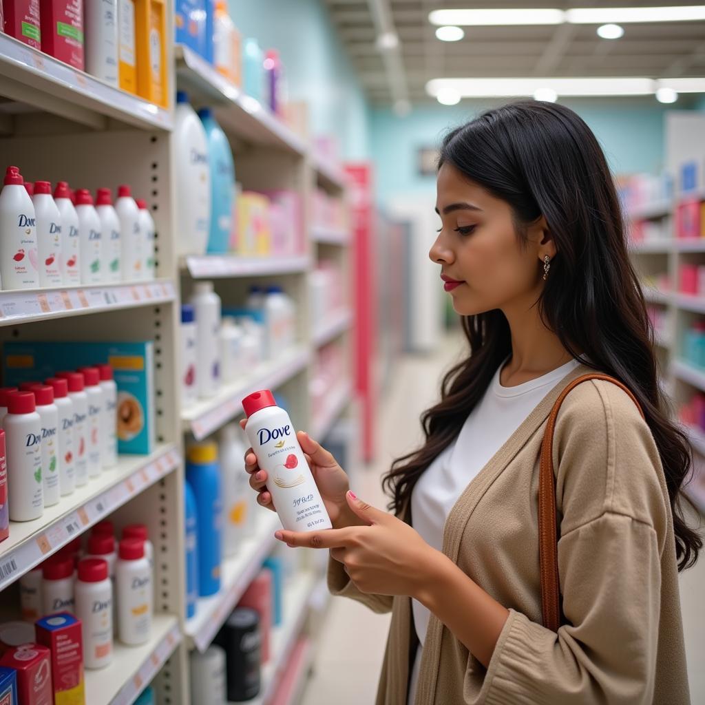 Pakistani Woman Choosing Dove Body Spray