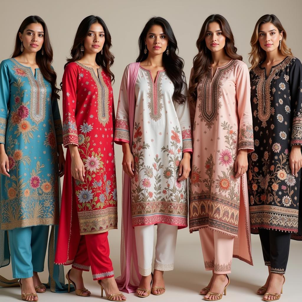 Pakistani Women Wearing Vibrant Lawn Suits