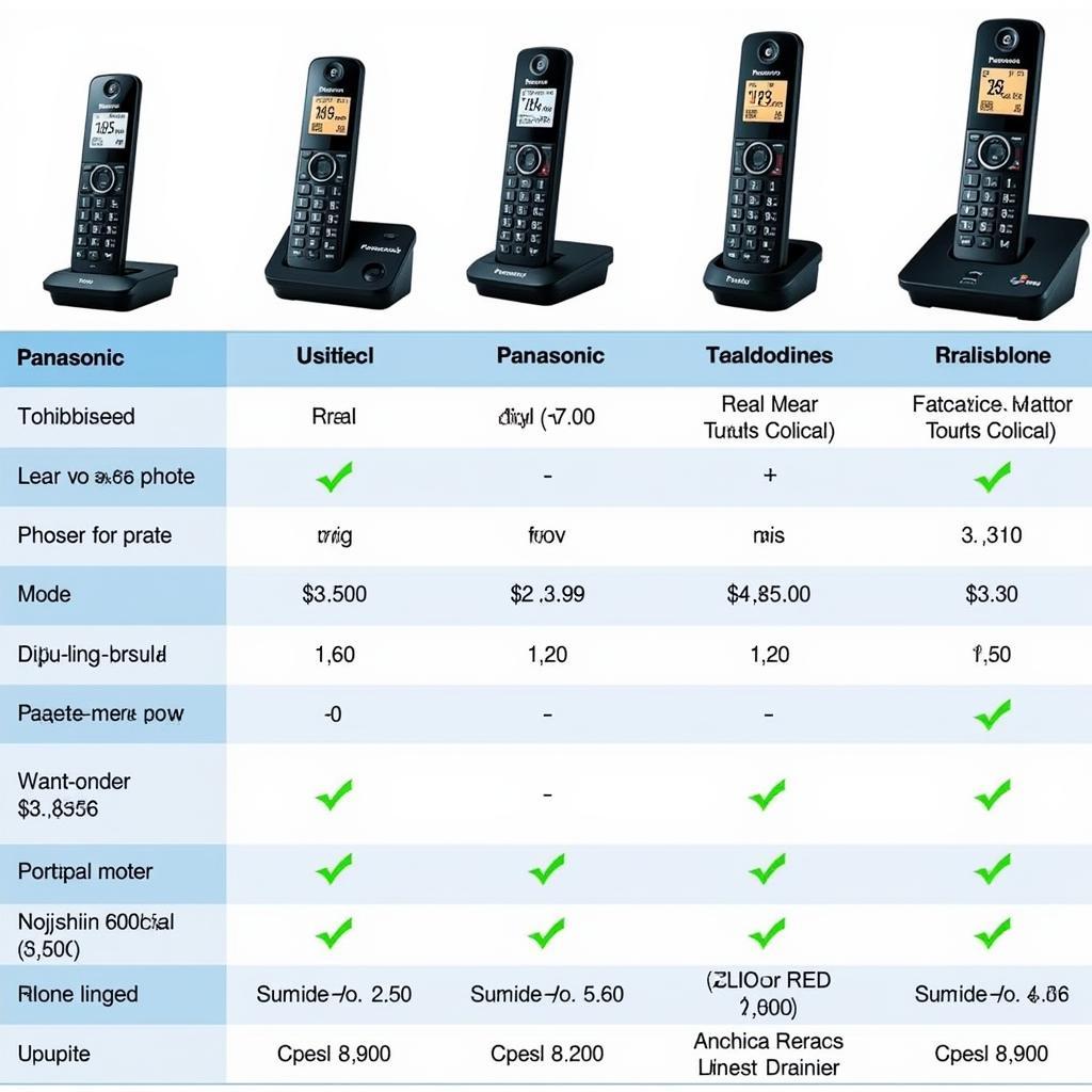 Panasonic Cordless Phone Model Comparison Chart Pakistan