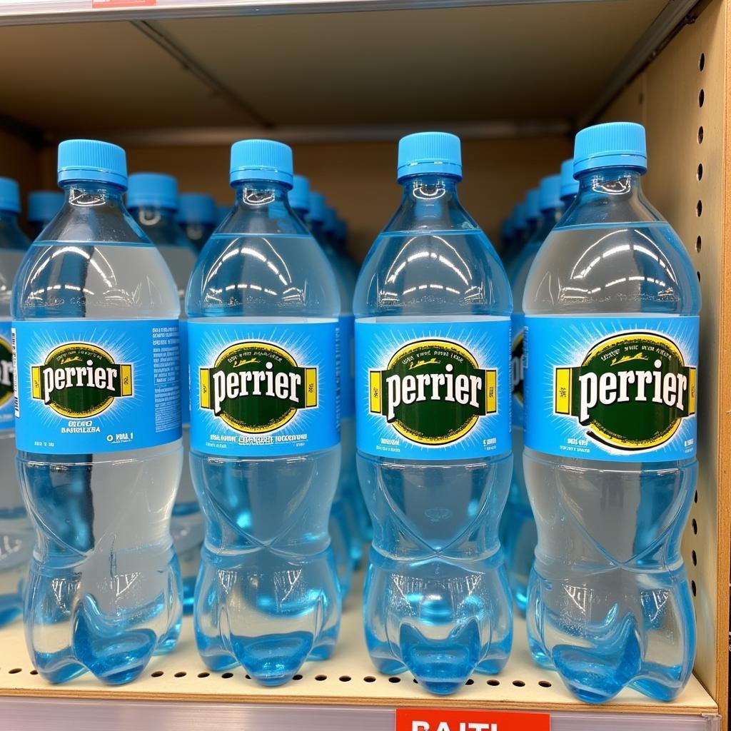 Perrier Water Bottles on Display in a Pakistani Supermarket