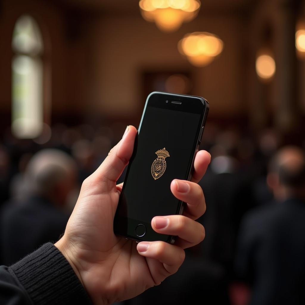 A person using a digital tasbeeh while praying