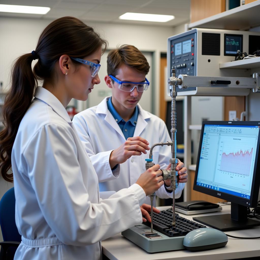 Petroleum Engineering Students Conducting Lab Experiments