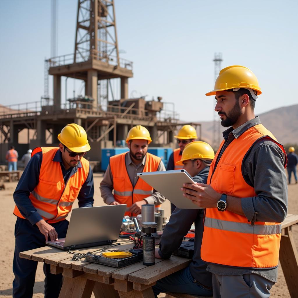 Petroleum Engineers Working on Oil Rig in Pakistan