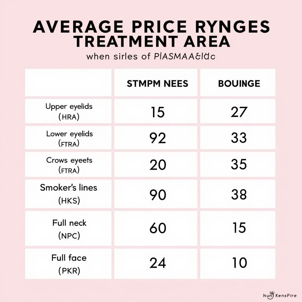 Plasma Pen Treatment Areas and Price Comparison