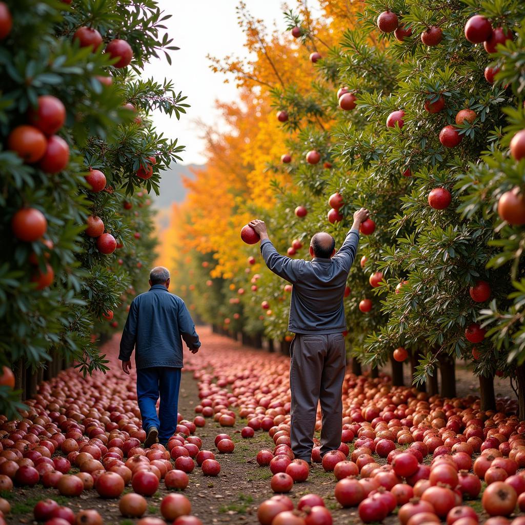 Pomegranate Harvest in Pakistan during Autumn