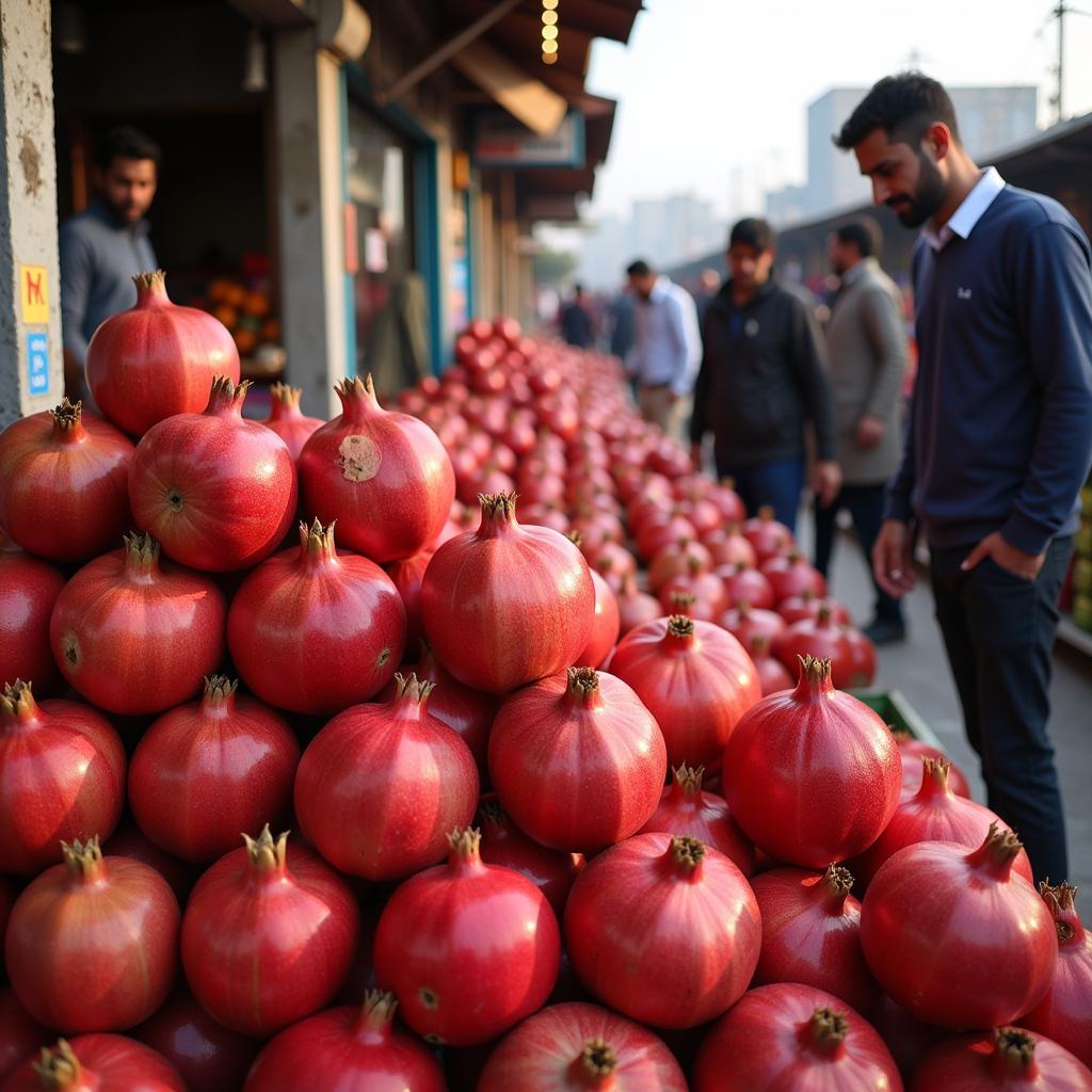 Pomegranate Vendors at a Pakistani Market