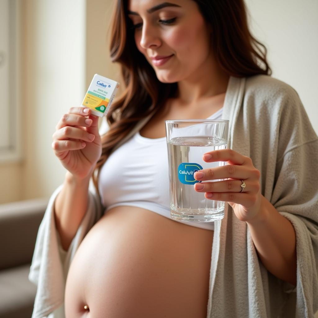 Pregnant Woman Taking Calvit D in Pakistan