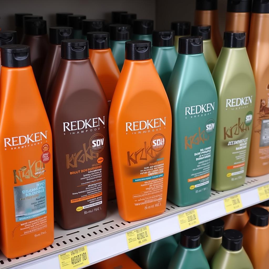 Redken Shampoo Bottles Displayed in a Pakistani Store