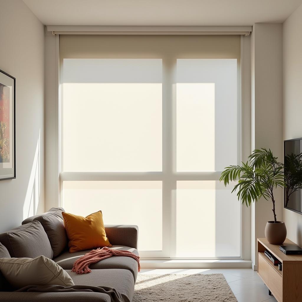 Modern Living Room with Roller Blinds in Pakistan