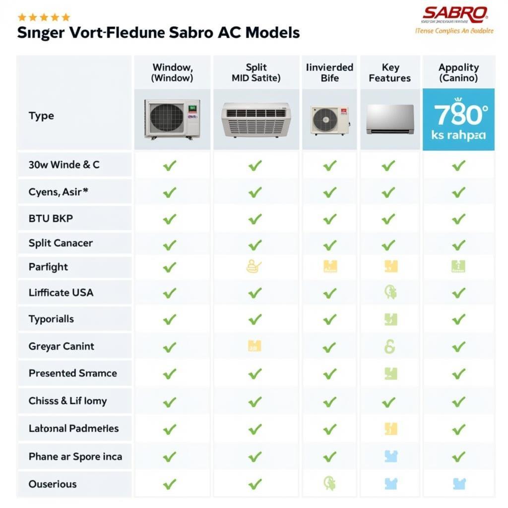 Sabro AC Comparison Chart