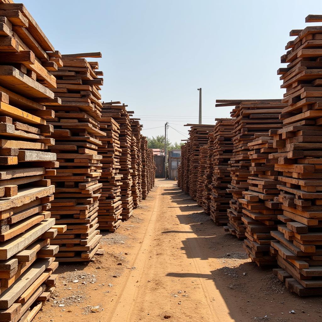 Sagwan Wood at a Timber Yard in Pakistan