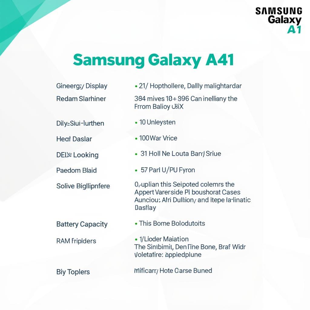 Samsung Galaxy A41 Specifications Overview