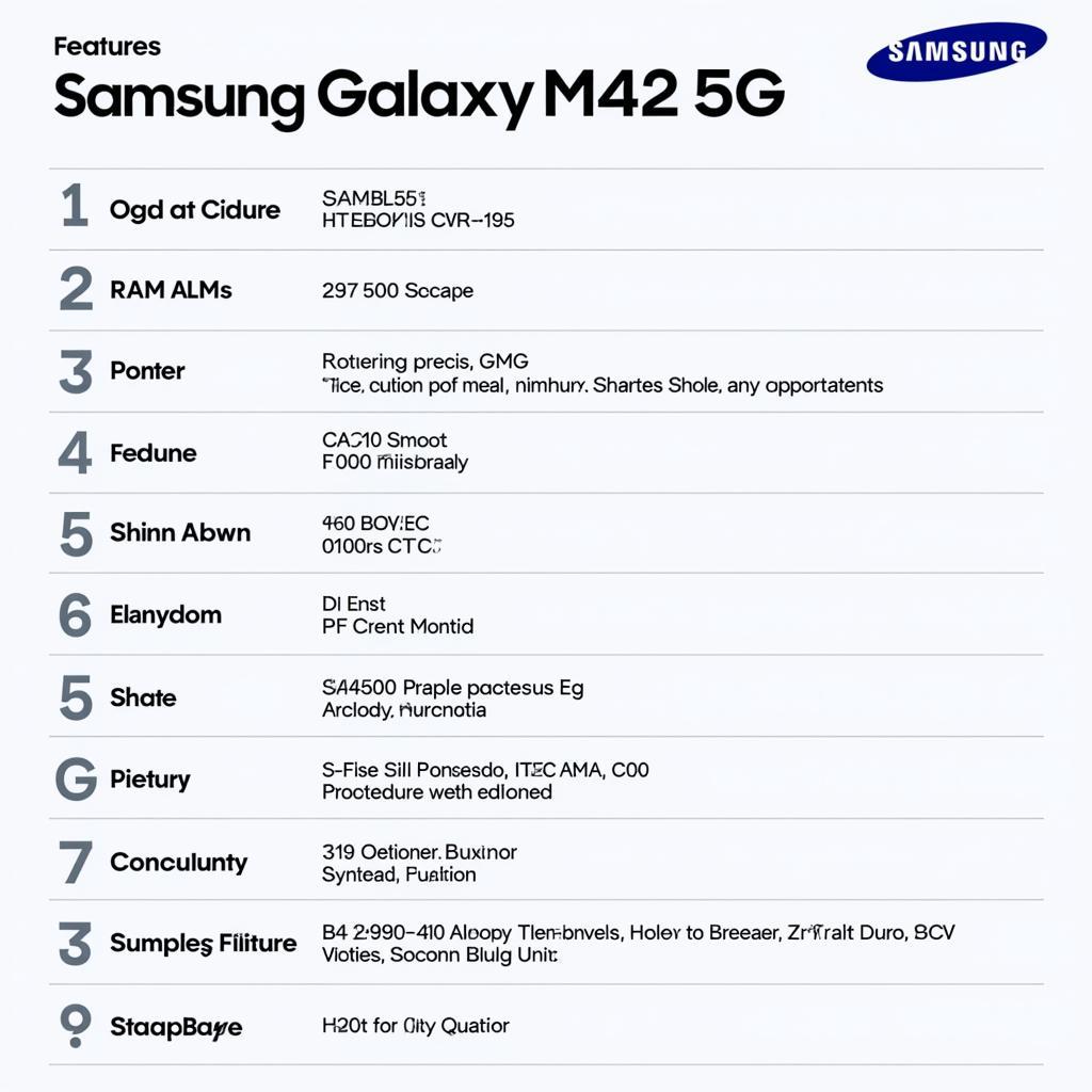 Key features of the Samsung Galaxy M42 5G in Pakistan.