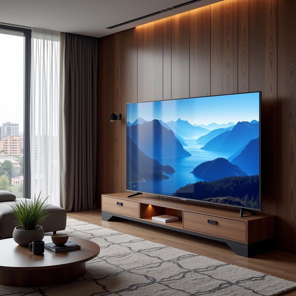 Samsung QLED TV in a Living Room Setup