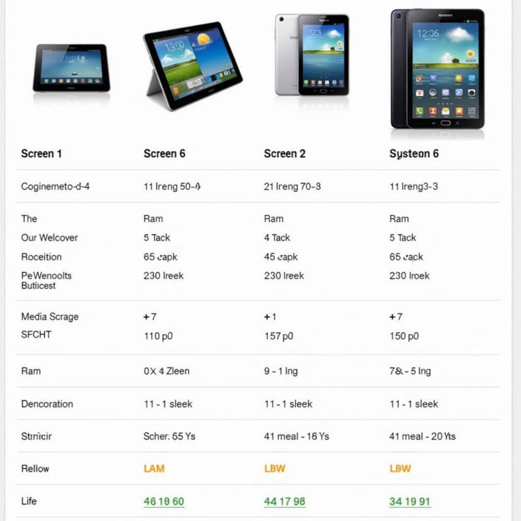 Samsung Tab E Features Comparison