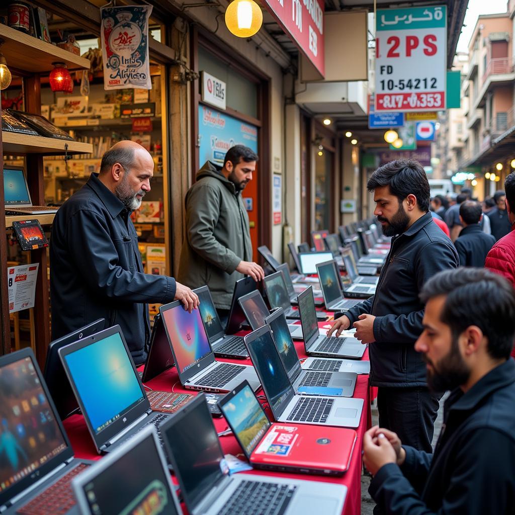 The bustling second-hand laptop market in Pakistan