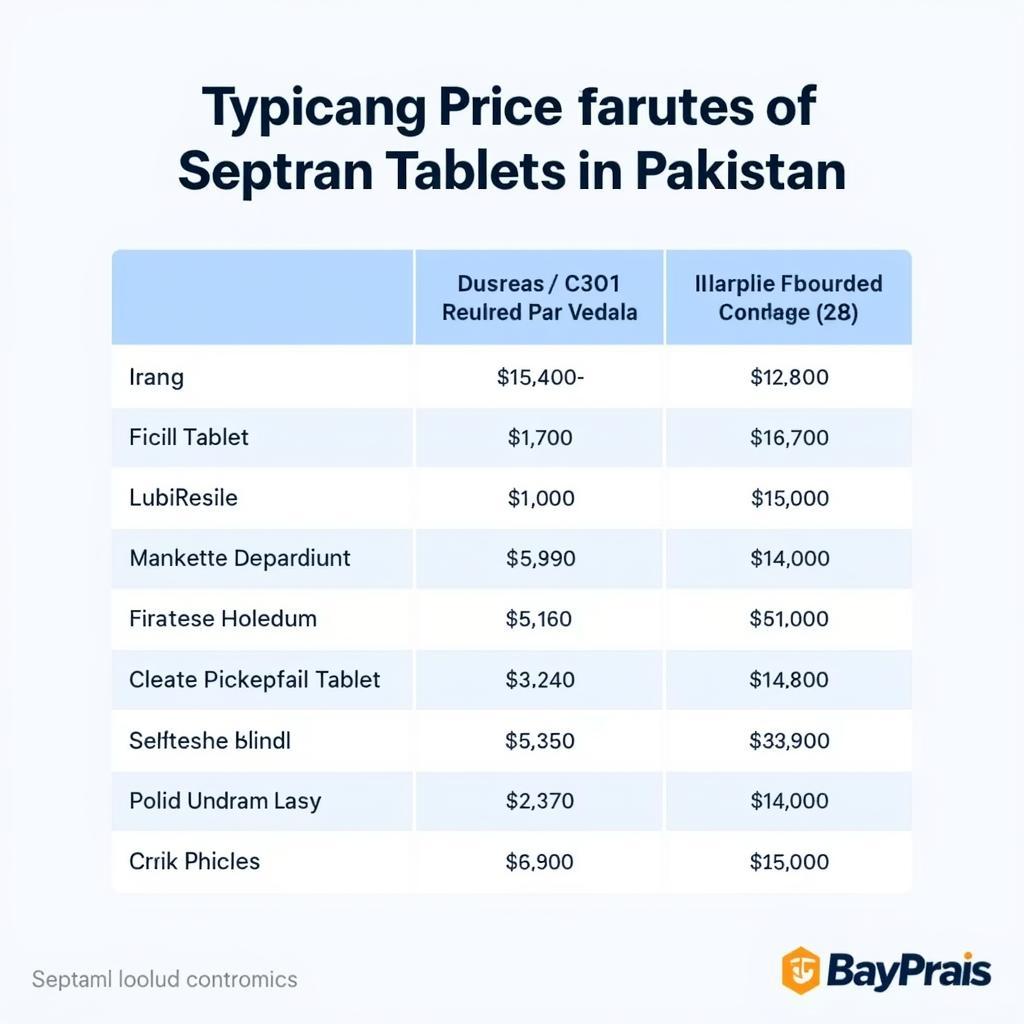 Septran Tablet Price Range in Pakistan