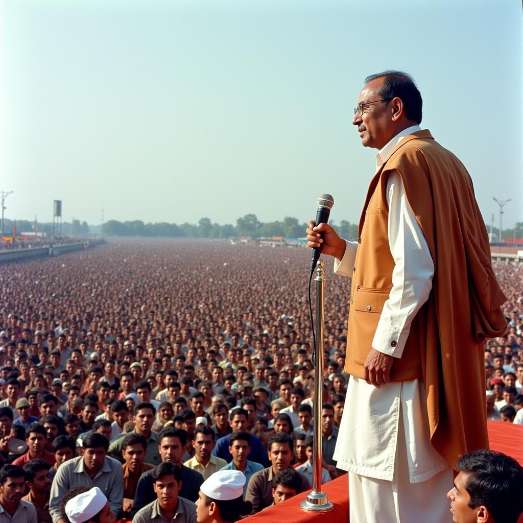 Sheikh Mujib addressing a rally in East Pakistan