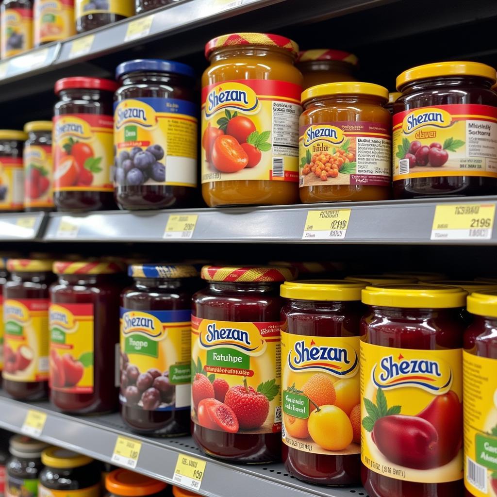 Shezan Jam Variety in a Supermarket