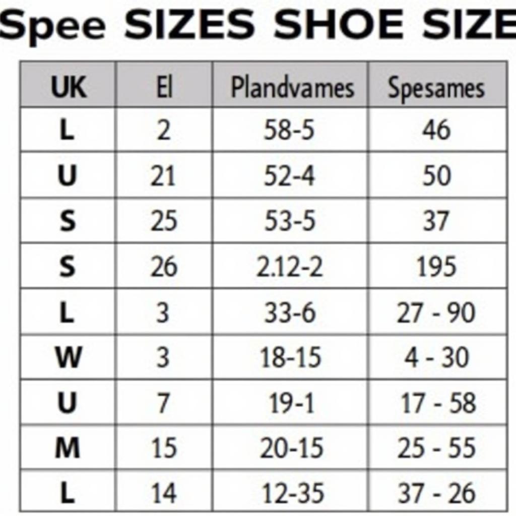 Shoe Size Conversion Chart for Pakistan