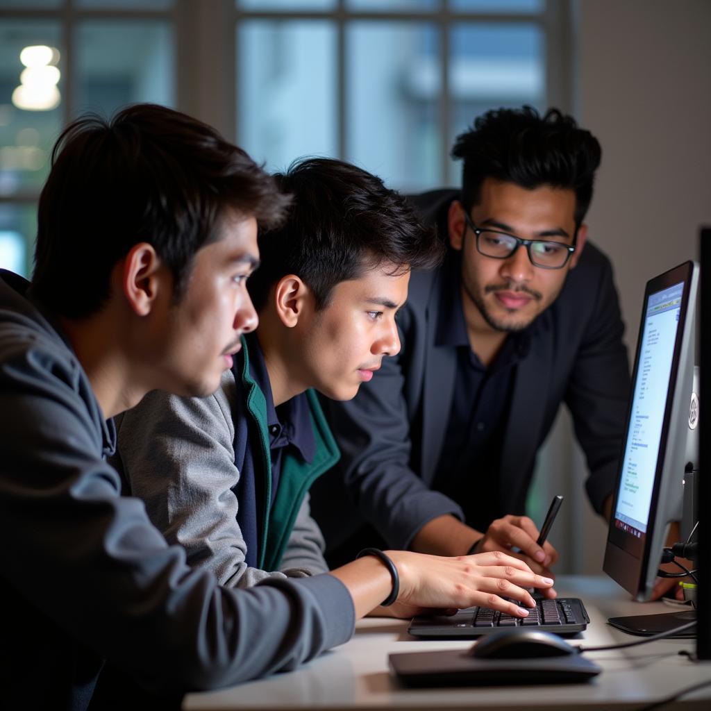 Students collaborating on a software engineering project in a Pakistani university.