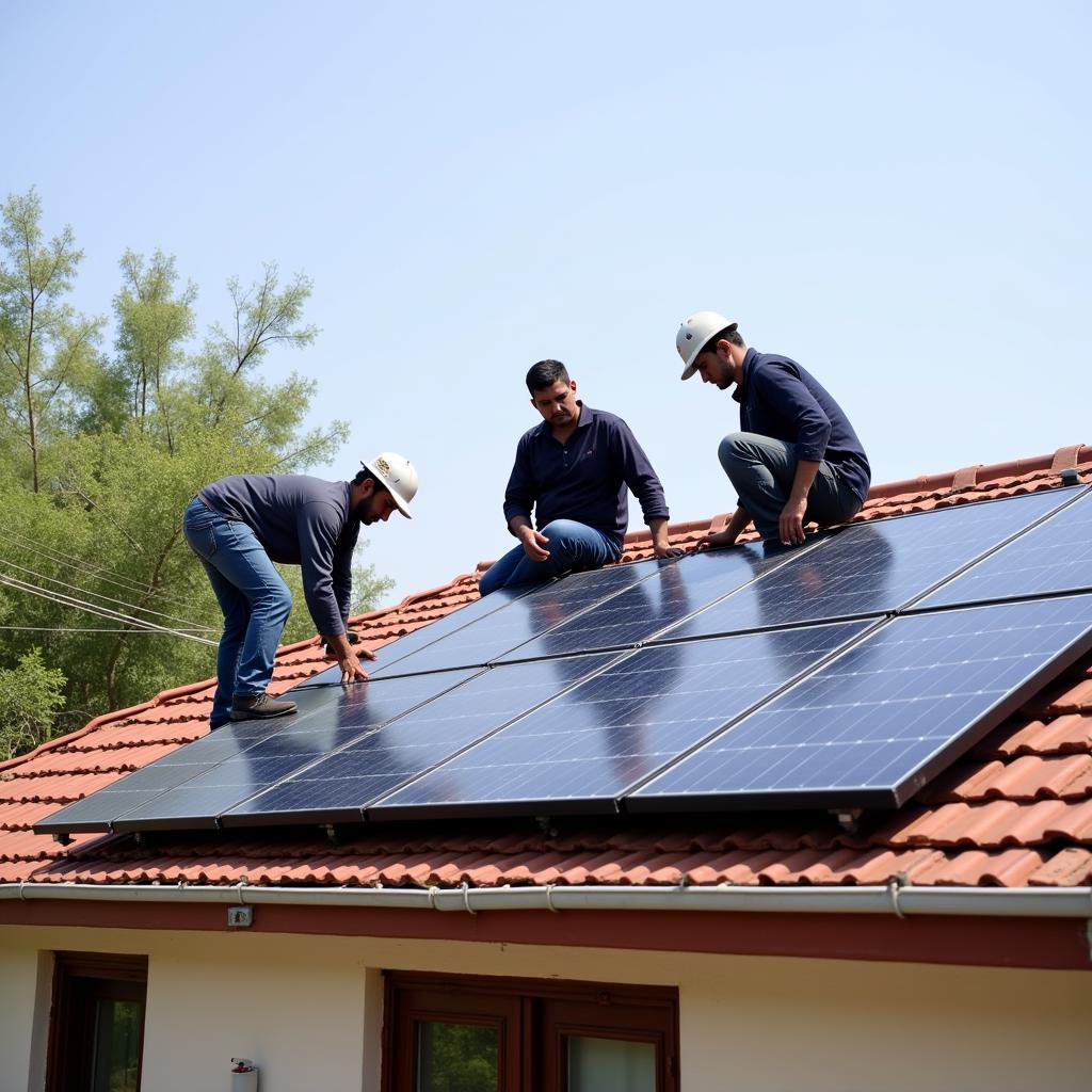 Solar Panel Installation in a Pakistani Home