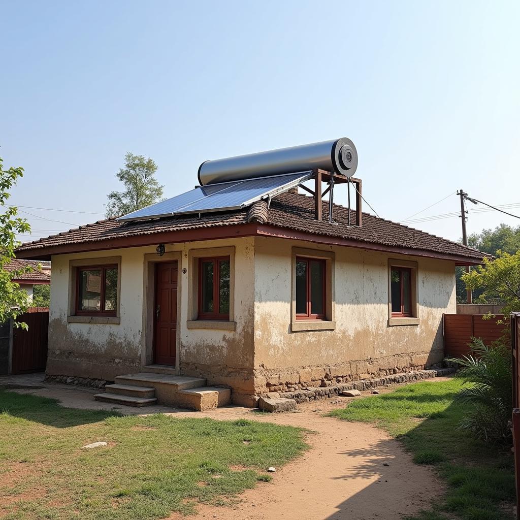 Solar Water Heater on Pakistani Family Home