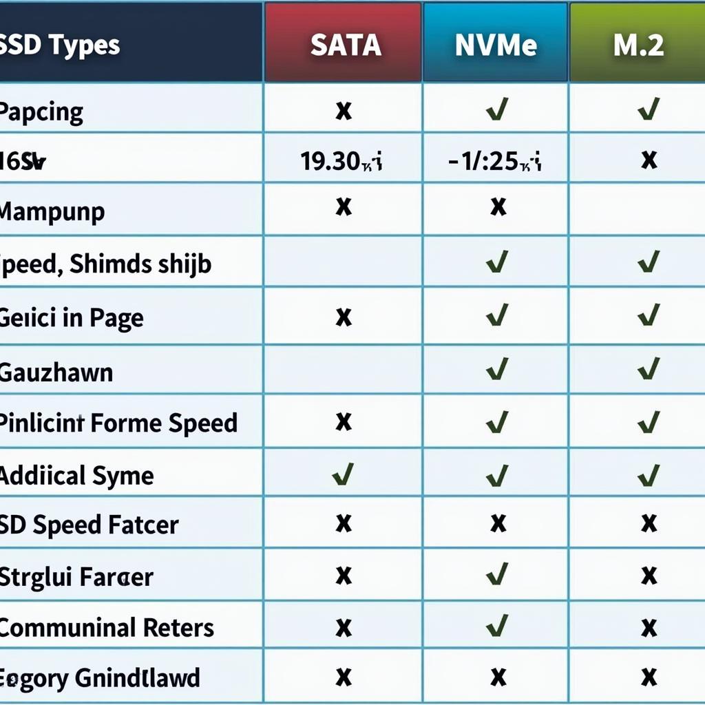 SSD Types Comparison Chart