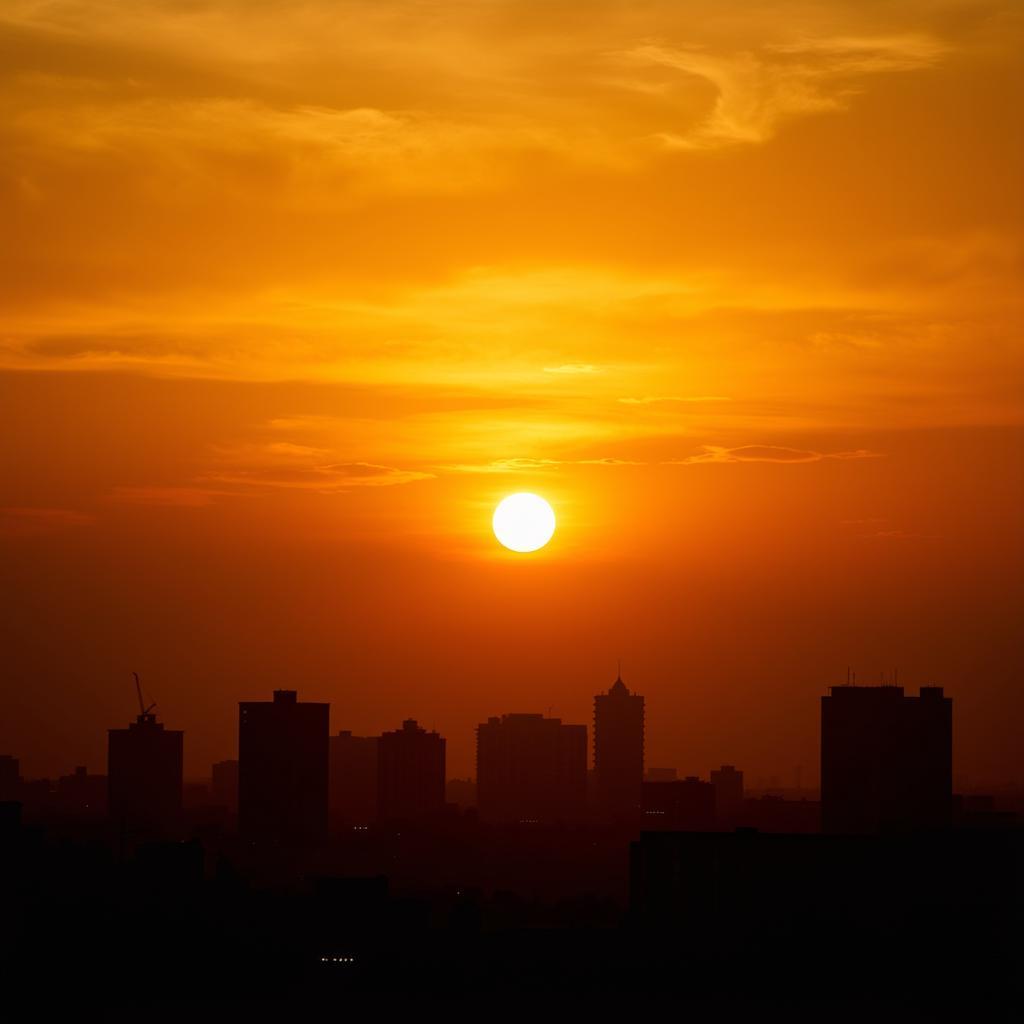 Sunrise over Hyderabad, Pakistan during Summer