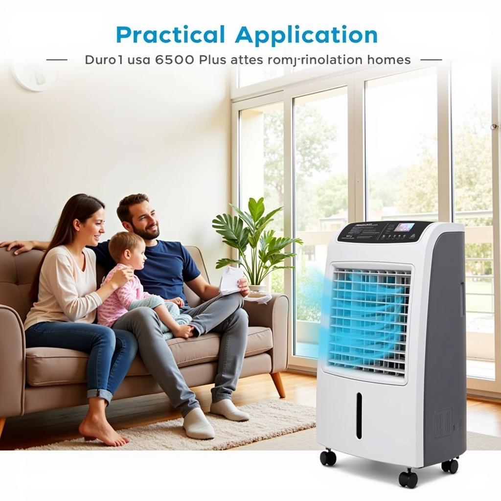 A family enjoying the cool air from a Super Asia 6500 Plus cooler.