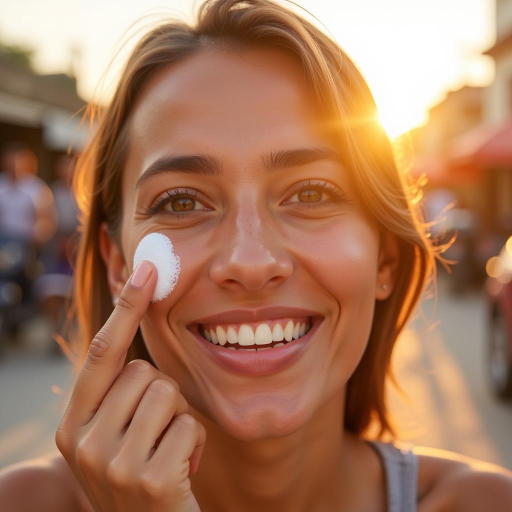 Applying Tinted Sunblock in Pakistan