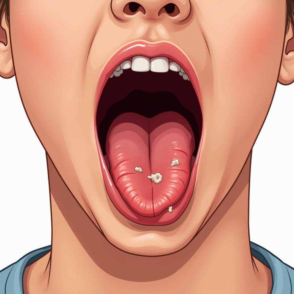 Close-up of inflamed tonsils in a patient in Pakistan