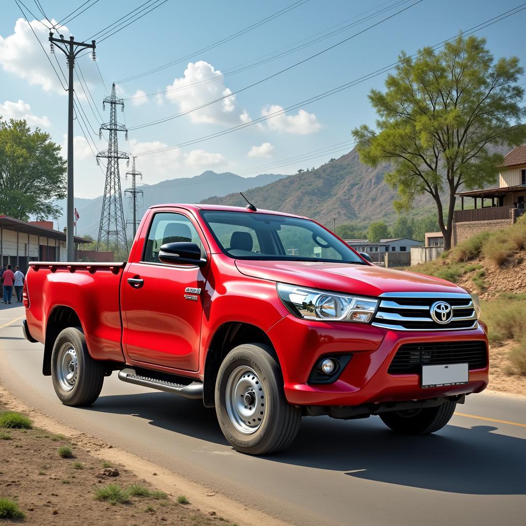 Toyota Single Cabin Pickup Truck on a Pakistani Road