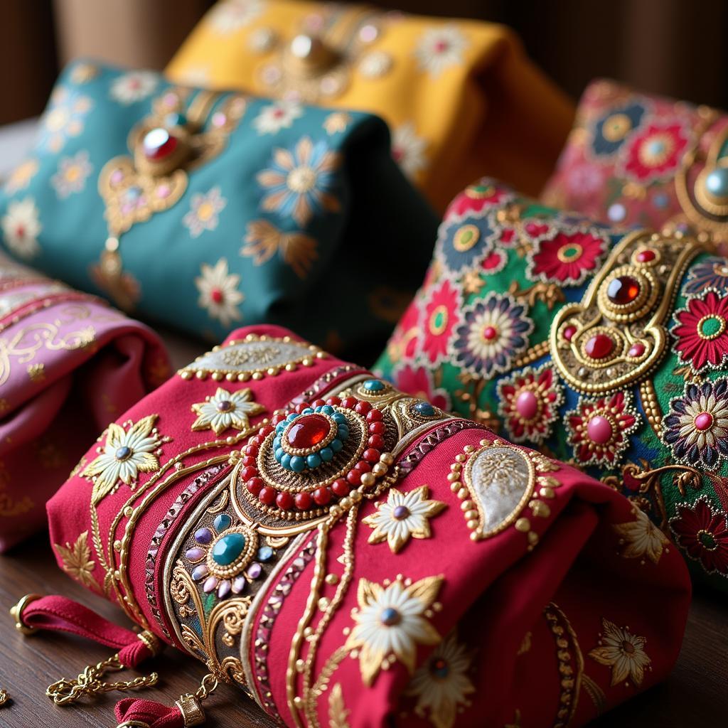 Traditional Pakistani Clutches with intricate embroidery and embellishments